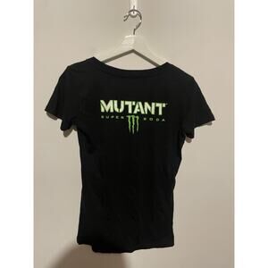 Monster Energy Mutant Super Soda Womens V‎ Neck Green Black Logo T-Shirt Size M